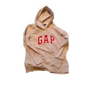 GAP HOODIE WOMENS SIZE LARGE LIGHT BEIGE & PINK LETTERS